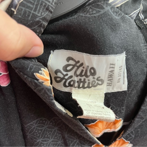 Hilo Hattie womens vintage cap sleeve floral midi dress with belt black 1 - Picture 4 of 5